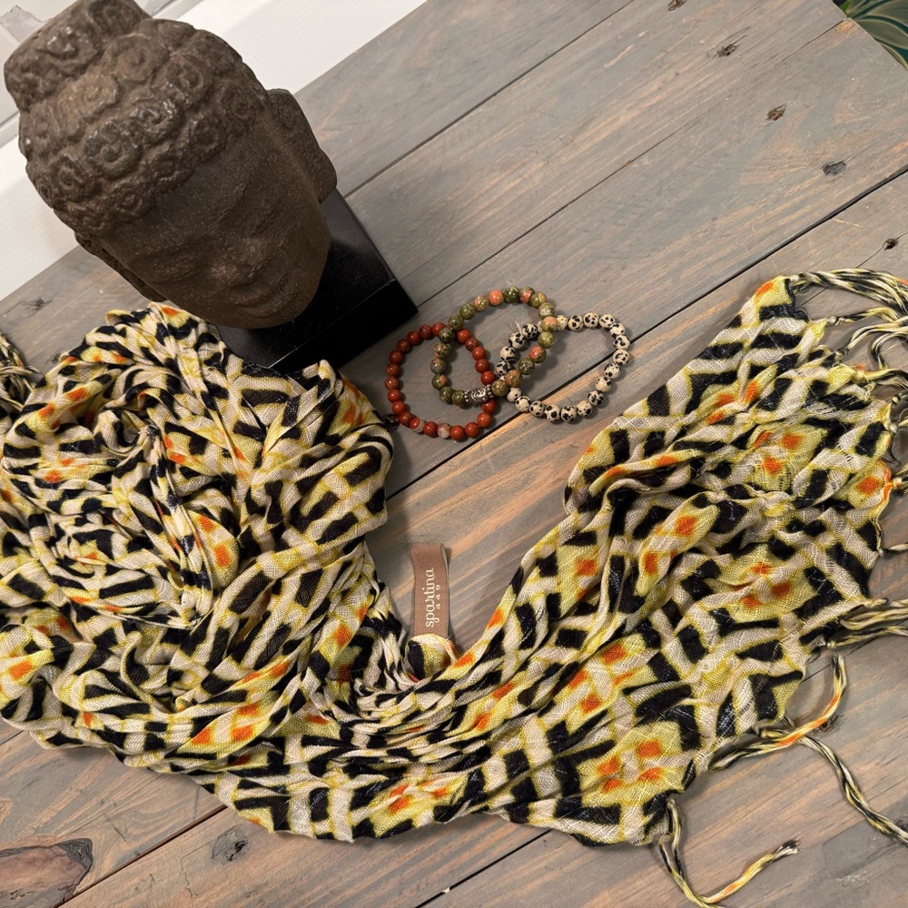 Spartina Yellow and Black Giometric Patterned Scarf